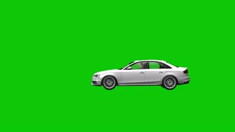 Man Driving Car Across Screen Green Screen Animation 4k Stock Footage