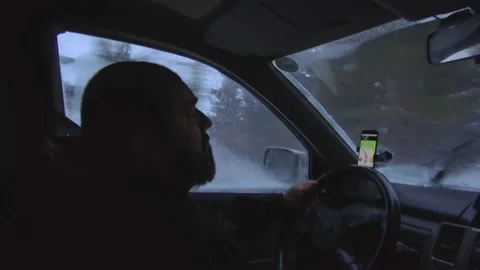 Man Driving Car In Blizzard Stock Footage 170305913