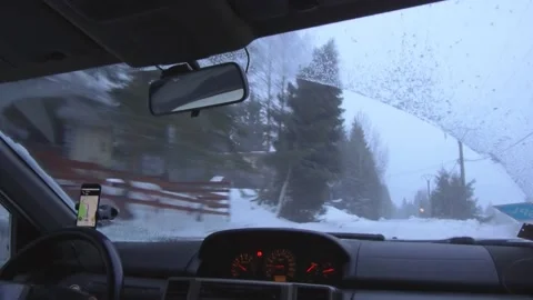 Man Driving Car In Blizzard Stock Footage 170305989