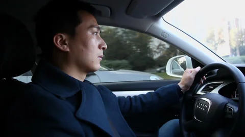 Man driving a car Stock Footage 36833386