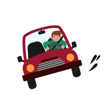 A man driving a car at speed. Vector illustration in cartoon style Stock Illustration
