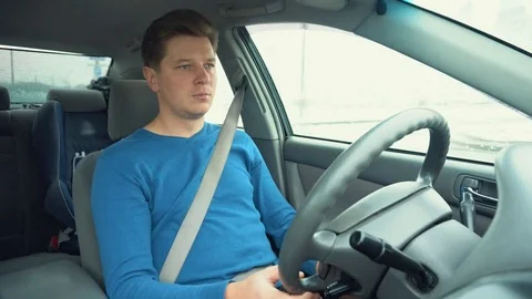 A man is driving a car, timelapse. Stock Footage 82540943