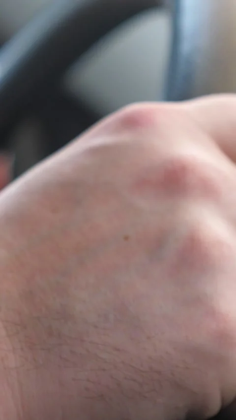 Man driving car transportation hands holding steering wheel closeup. Male arm Stock Footage 289026593