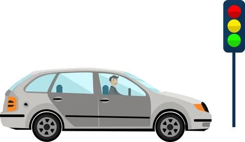 Man driving car vector icon isolated on white Stock Illustration
