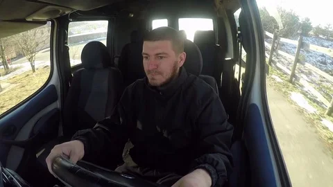 Man driving car view from the interior Stock Footage 71093648