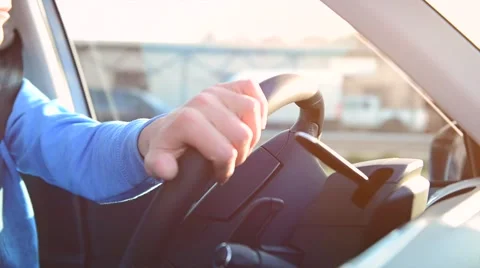 Man driving his car Stock Footage 42033465