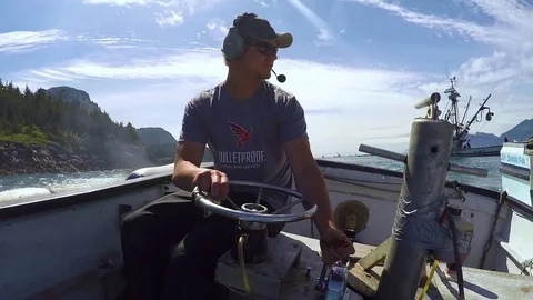 Man driving a motorboat away to pull the rope 스톡 동영상 83179355