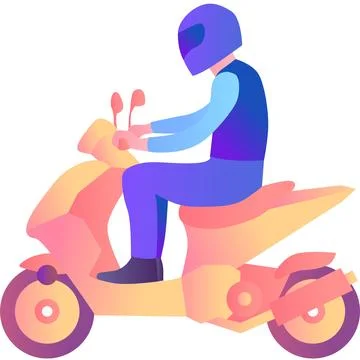 Man driving motorcycle vector flat icon isolated Stock Illustration