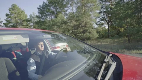 Man driving, moving forward view from the street Stock Footage 233006817