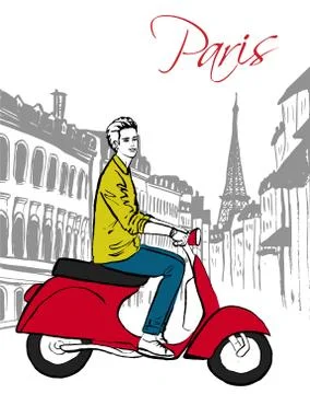 Man driving scooter Stock-Illustration
