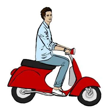 Man driving scooter Stock Illustration