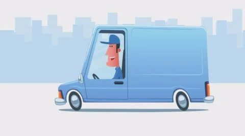 Man Driving Service Van Stock Footage 68721259