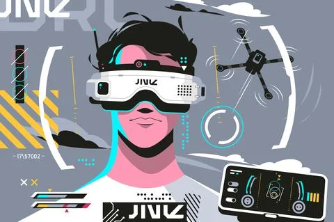 Man drones pilot in glasses Stock Illustration