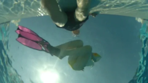 Man drop, dive and take out from pool bottom drown smartphone Stock Footage 82077361