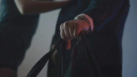 Man Droped Bag On The Floor. Only Hand Stock Footage 141881316