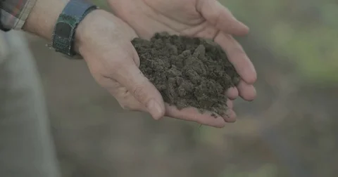 Man dropping dirt from hands Stock Footage 76405321