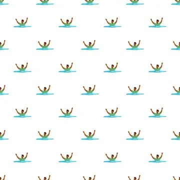 Man drowning in water seeking help pattern Stock Illustration