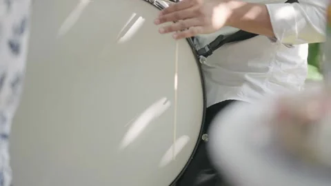 Man drumming on celebration wedding ceremony, playing traditional songs with  Stock Footage 325552931