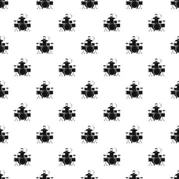 Man at drums pattern seamless Stock Illustration