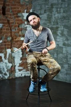 The man with the drumsticks Stock Photos