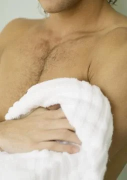 Man drying off with towel, cropped Stock Photos
