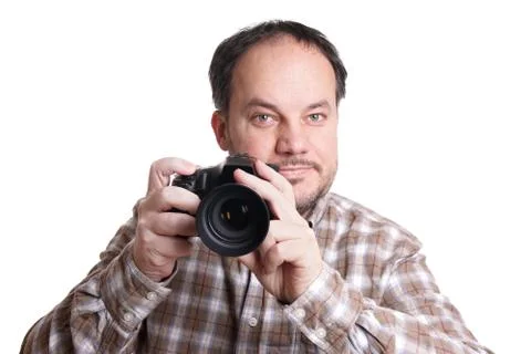 Man with dslr camera Stock Photos