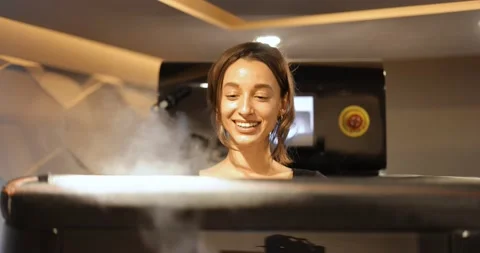 Man during cryotherapy in a special capsule 動画素材 149410314