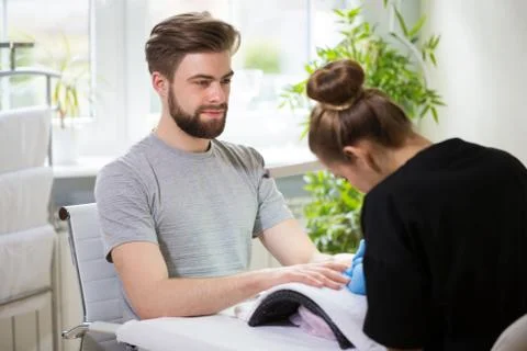 Man during manicure Foto stock