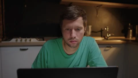 Man during a video call with colleagues from America. Different time zones Stock Footage 244216072