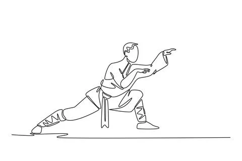 Man in dynamic fighting stance, hands poised and ready Stock Illustration