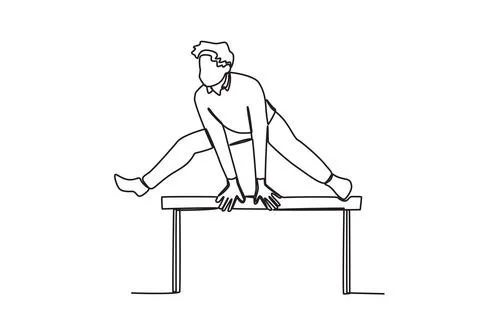 A man eagerly jumps over obstacles Stock Illustration