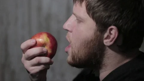 Man Eating An Apple Stock Footage 70468627