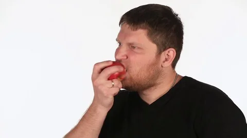 Man Eating An Apple Stock Footage 71003387