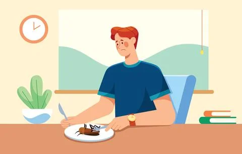 Man Eating Bugs Stock Illustration