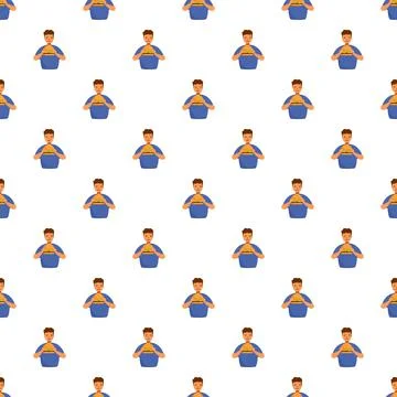 Man eating burger repeating seamless pattern background 스톡 일러스트