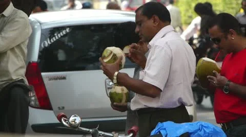 Man eating coconut Stock Footage 10807838