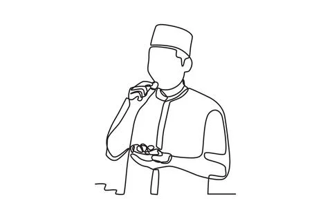 A man is eating dates Stock Illustration