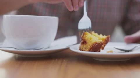 Man eating dessert Stock Footage 56006108