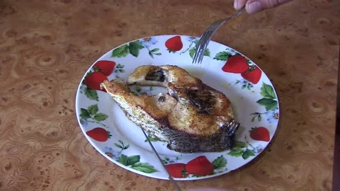 Man eating diet fish Video stock 106451094