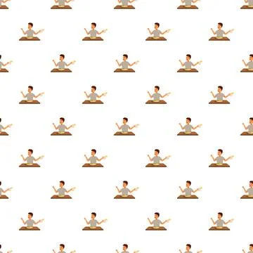 Man eating dinner seamless pattern background illustration Stock Illustration