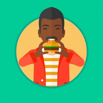 Man eating hamburger vector illustration Stock Illustration