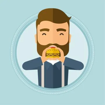 Man eating hamburger vector illustration Stock Illustration