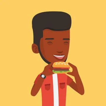Man eating hamburger vector illustration Stock Illustration