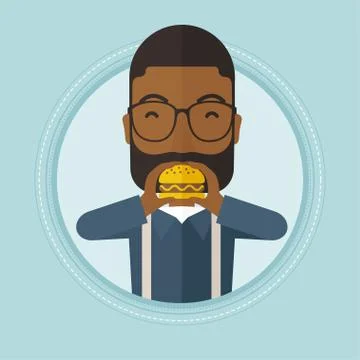 Man eating hamburger vector illustration Stock Illustration
