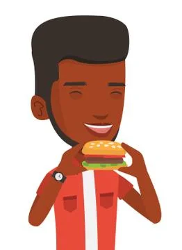 Man eating hamburger vector illustration Stock Illustration