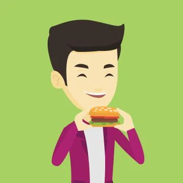 Man eating hamburger vector illustration Stock Illustration