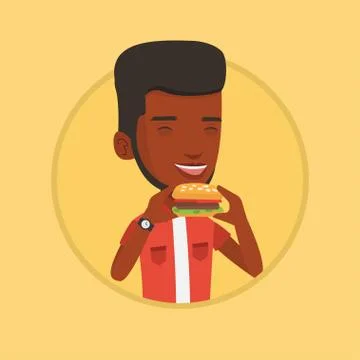 Man eating hamburger vector illustration Stock Illustration