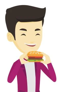 Man eating hamburger vector illustration Stock Illustration