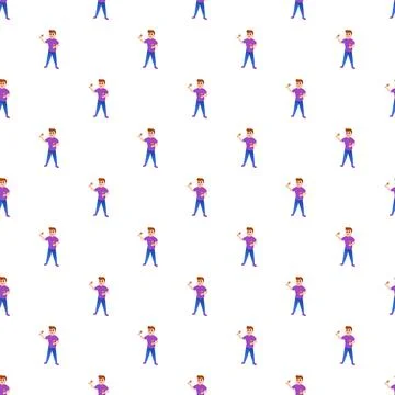 Man eating ice cream pattern seamless repeating background Illustrazione stock