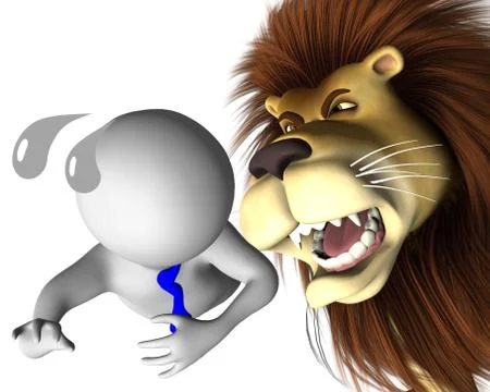 Man eating lion Stock Illustration